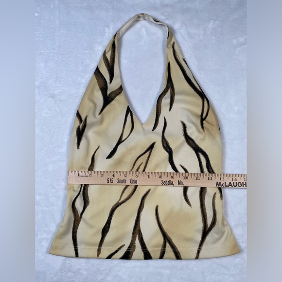 Women’s Cache Size 4 Made in USA Cream Tiger Stripe Halter top - Picture 4 of 13